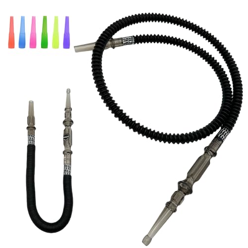 Telescoping Hookah Hose Set, 2-Pack: Adjustable Length From 29.5inch To 70inch, Portable & Durable Silicone Shisha Hose With Acrylic Handle, Hookah Accessories For Enhanced Smoking Experience (Black)