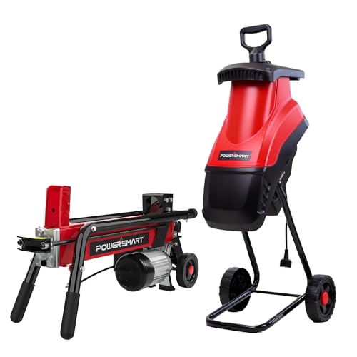 PowerSmart 7-Ton Electric Log Splitter & 15:1 Wood Chipper Combo – Home Wood & Yard Waste Kit