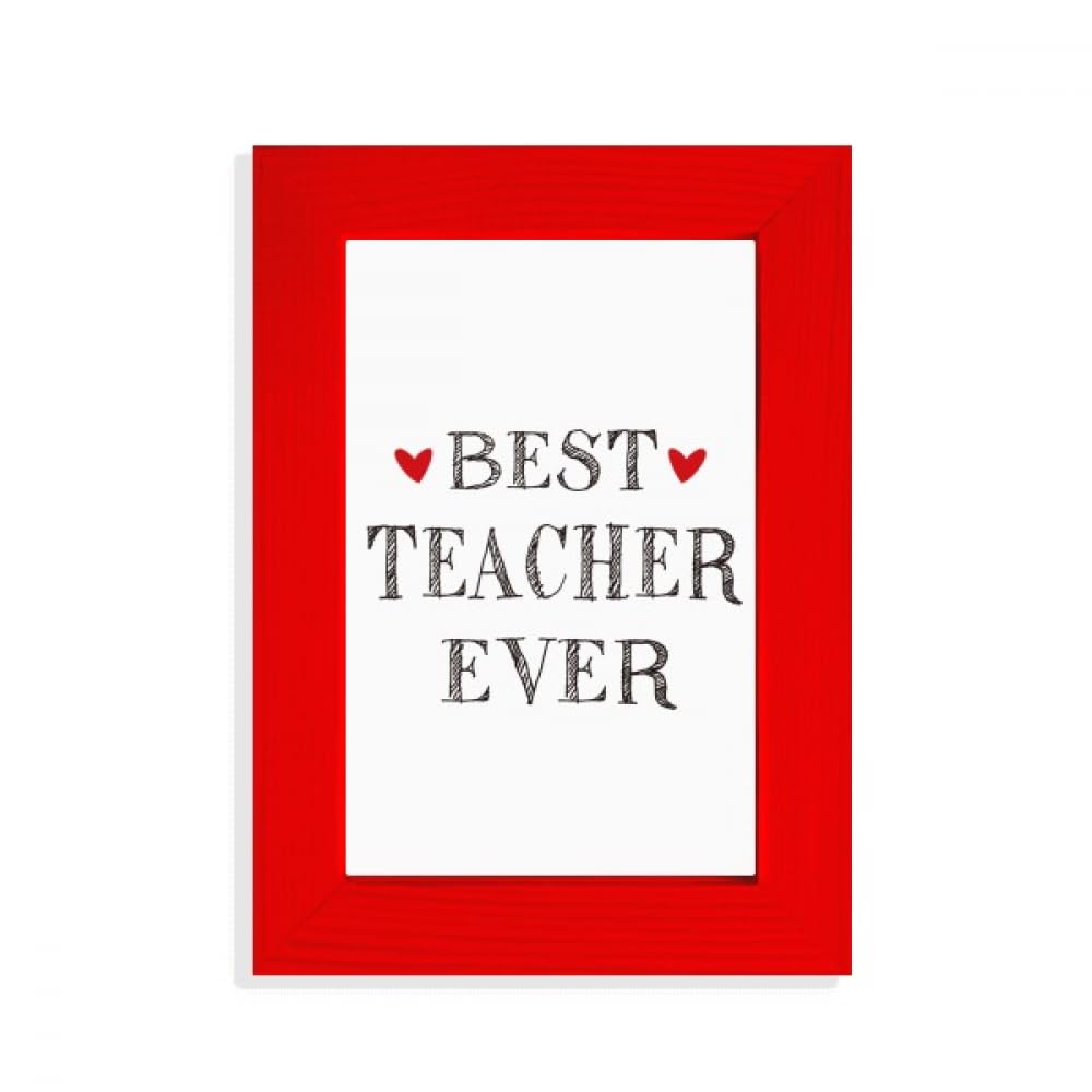 Cadre photo Best teacher ever rouge décoration bureau enseignant