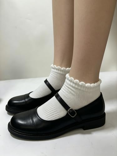 Image of No Show Socks Womens Low Cut Non Slip Ruffle Ankle Socks 6 Pairs