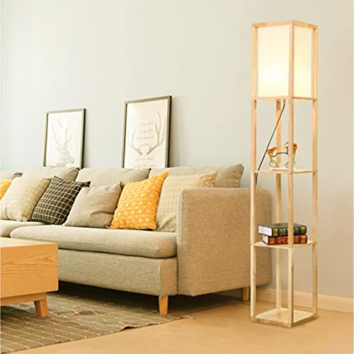 Lampe d'étagère en bois massif et tissu haut de gamme 160cm