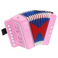 QUARKZMAN Knopfakkordeon 10 Tasten Ziehharmonika Mini Musikinstrument Geschenke für Erwachsene Anfänger Bildung, Hellrosa