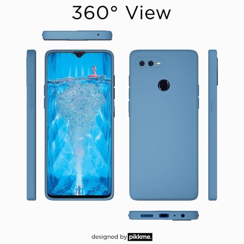 Image of Outlouders Back Cover for Oppo F9 / F9 Pro / A5 / A5S / A7 / A11K / A12 / Realme 2 /2 Pro / U1 | Camera Protection | Durable Soft Matte Silicone Bumper Case (Aqua Blue)