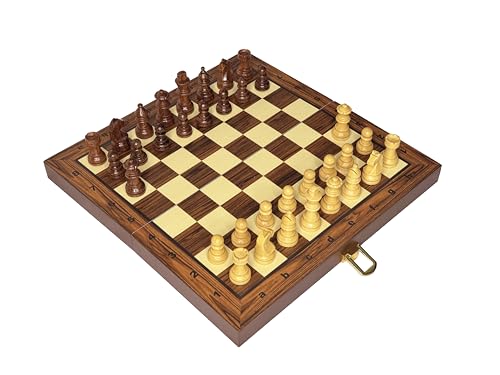 Image of PALM ROYAL HANDICRAFTS 12x12 Inches Chess Board Set Wooden Magnetic Portable and Foldable Board Game with Extra Queens & Storage | Handmade Travel Chess Board for Adults & Kids.