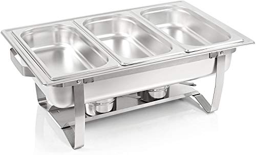 Bc-elec - F433-3 Speisenwärmer Buffetwärmer 3x GN1/3 bain marie mit Deckel, 60x37x29cm – Bild 5