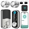 WiFi Keyless Entry Door Lock with Handle : Hornbill Silver Smart Front Door Lock,Front Door Handle Set,Smart Door Knob, Electronic Keypad Deadbolt Set with Alexa Auto Lock for Home