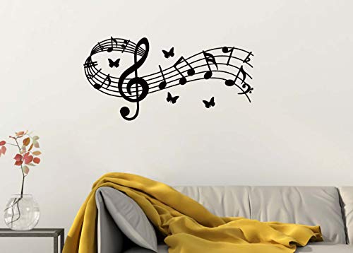Jepart Music Notes Notation Band Wall Sticker Decal, Music Notation Wall Decal Removable Diy Vinyl Art Mural Wallpaper Home Decor Gift For Kids Bedroom Music & Dance Room – Fashion & Eye-Catching (22.5×11 Inch, Black) #TOP1