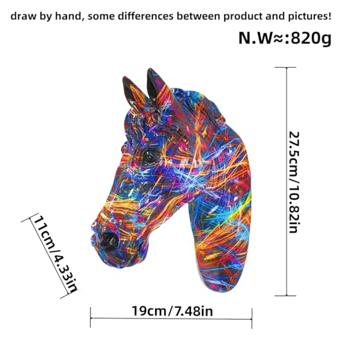 Décoration murale tête de cheval sculpture résine colorée design