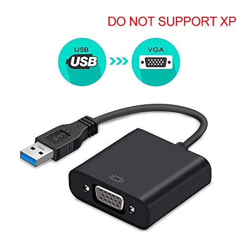 Adaptateur USB 3.0 vers VGA, convertisseur Adaptateur vidéo USB vers VGA, Affichage Multi-écrans, Adaptateur de câble Externe pour PC Portable Windows 10/8.1/8/7/XP [Version Mise à Niveau] (Noir)