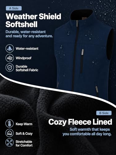 Image of REIMER | Men Softshell Vest Waterproof Windproof Thermal Neoprene Sleeveless Elegant Breathable Fit Zipper Pockets