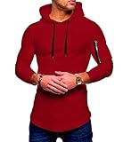 Sudaderas con Capucha Hombre Deportivas Sudadera Hoodie Larga Basicas Oversize Hoodies Sudaderas con Gorro Lisas Largas Casual Chico Invierno Chandal Jersey Ajustadas con Capucha Caballero Vino Rojo M