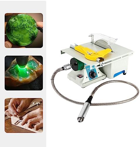 Mini 5 in 1 Lapidary Saw 110V 750W Benchtop Gem Polishing Grinding Machine 800-10000rpm Speed Multifunctional Jewelry Making Polisher for Cutting Rocks