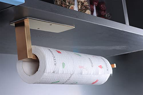 Vanloory Paper Towel Holder, Paper Towel Holder Under Cabinet Stainless Steel Paper Towel Rack Available In Adhesive And Screws, Paper Towel Dispenser For Kitchen, Bathroom (Brushed Gold, 13 Inch) #TOP1