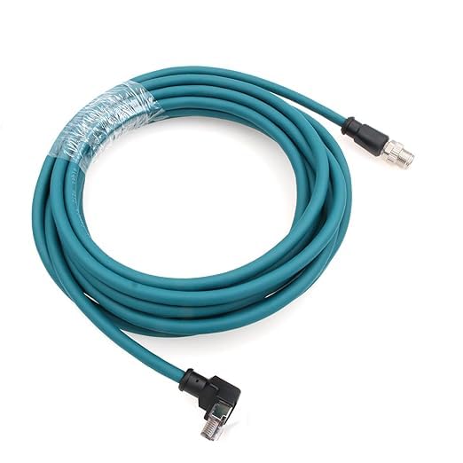 Câble blindé M12 8 broches X-Code mâle vers RJ45 Cat7e Ethernet blindé pour caméra industrielle Cognex (RJ45 à angle droit, vert foncé, 50 m)