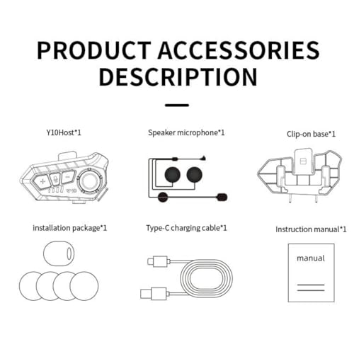 ELIKIDSTO Motorcycle Helmet Bluetooth Headset Speakers with HiFi Sound,Noise Cancellation,1000mAh Battery,25 Hours Use,Boom Mircrophone,Easy to Install Use with Golves,IPX6 Waterproof,Voice Assistant