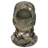 XY3545HS Pasamontañas militar cálido de camuflaje para invierno al aire libre, máscara de esquí, caza, pesca, motocicleta, resistente al viento, unisex, elástico, Camuflaje verde serpiente, Medium