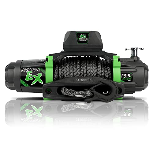 STEGODON Winch 13500 lb. Electric Winch Synthetic Rope Winch,12V Power Waterproof Winch with 2 in 1 Wireless Remote for Towing Jeep Truck Off Road (Jungle EX) - Image 2