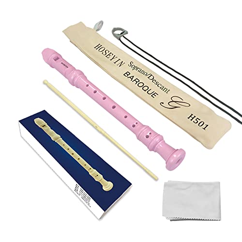 HOSEYIN Soprano Recorder Baroque style German style C Key 8 Holes Soprano Recorder for Beginners(Baroque Pink)