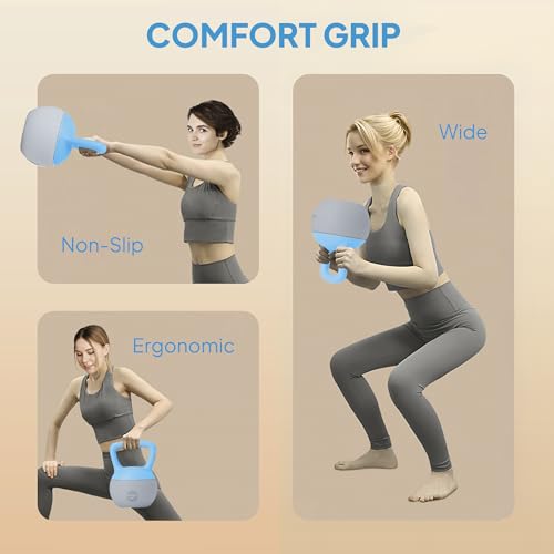 SPORTNOW Soft Kettlebell, 10kg Kettle Bell with Non-Slip Handle for Home Gym Weight Lifting and Strength Training, Light Blue and Grey - Image 4