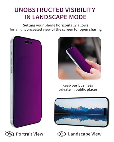 Image of 2 Pack Privacy Screen Protector for iPhone 17 Tempered Glass 6.3'' Private Saver Anti-Spy Eye Protection Anti-Scratch Full Coverage No Bubble