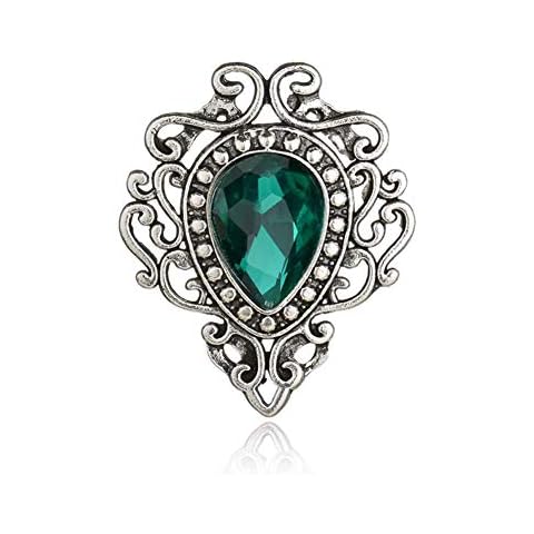 Vintage Silver Color Men's Brooches for Women Lovely Water Drop Badge Flame Crystal Brooch Lapel Pins Fashion Jewelry, Crystal Cover