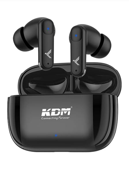 Image of KDM W3 JiyoPods Bluetooth 6.0 Wireless Earbuds, 28H Total Playtime, Low Power IC, 5H Music & 6H Call Time, Type-C Fast Charging (90 Min), in-Ear Design, Voice Assistant, Black