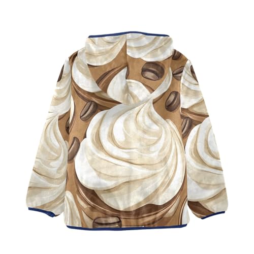 Coffee Whipped Cream Girls Fleece Jacket Girls Fall Jacket Girls Zip Up Hoodie Girls Sherpa Jacket 2-10T2