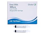 Sterile Disposable Luer Lock 10ml Syringes 100-Pack (No Needles)