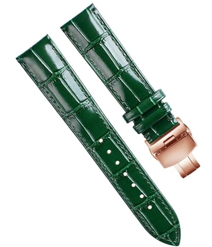 Bracelet montre en cuir homme vert autruche boucle papillon déployante