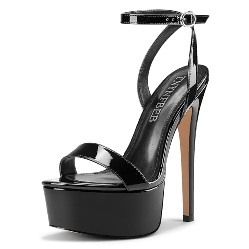 TNYNFBEB Womens Stiletto High Platform Heel Open Toe Sandals Ankle