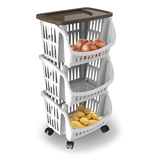 bama Küchenwagen mit Rollen Küchenrollwagen Roller Küchentrolley Küchen Rollwagen Rollregal Küchenwagen schmal eckig Weiß Aufbewahrungswagen