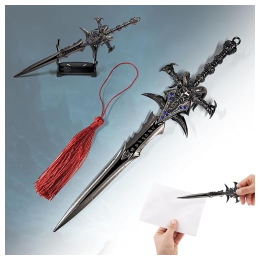 World of Warcraft Frostmourne, Brieföffner in Schwertform mit Basis, 22,5 cm, Accessoire für Zuhause und das Büro, Geschenk und Merchandise für Fans & Sammler