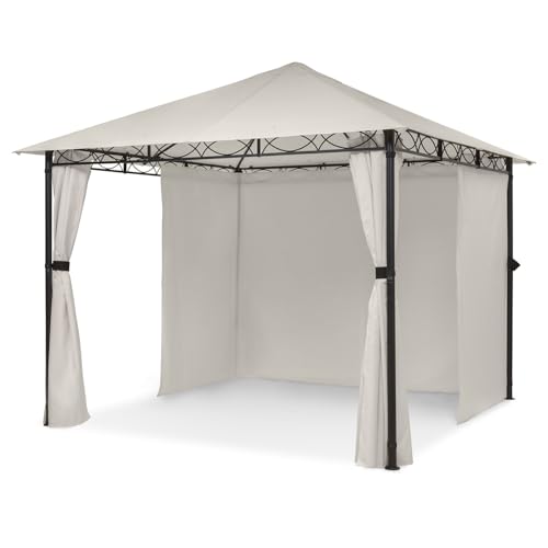 Blumfeldt Mondo - Tenda da giardino Pergola Party Gazebo, dimensioni: 2,95 x 2,6 x 2,95 m (L x A x P), 4 pannelli laterali, EasyMount Concept, protezione dalle intemperie: UV/vento/pioggia, beige