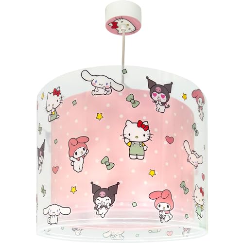 Dalber Lustre Chambre Lampe Suspension Enfand Hello Kitty And Friends, My Melody, Cinnamoroll, Kuromi 41252, E27, Rose