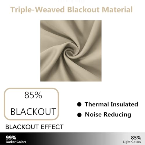 Image of LEMOMO Beige Thermal Blackout Curtains /42 x 63 Inch /Set of 2 Panels Room Darkening Curtains for Bedroom