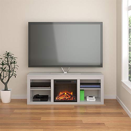 Ameriwood Home Parsons TV Stand with Fireplace, Dove Gray
