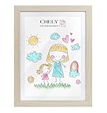 CHELY INTERMARKET MOD3687 Tamaño A4 Marco De Fotos Infantil Madera Natural Para Dibujos Láminas Ilustraciones Manualidades Decoración Creativa Habitaciones Niños Cuadro Expositor (Marrón Claro)