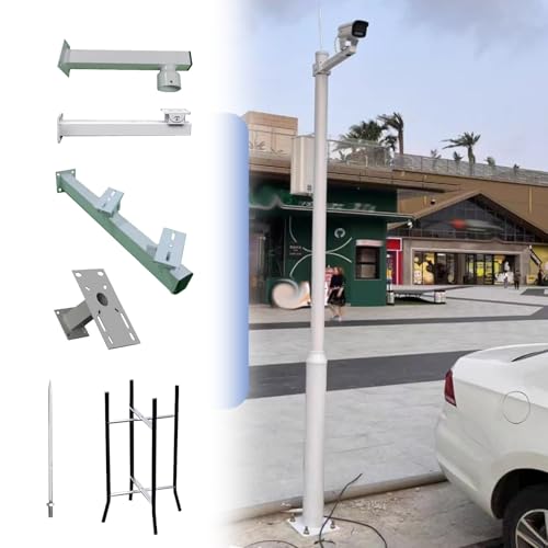 Poteau support caméra de sécurité 4 bras et paratonnerre pour parking - 2