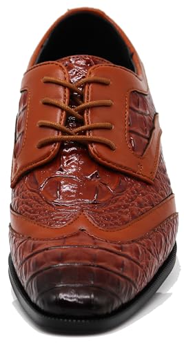 Image of ODN Men's Alligator Crocodile Print Oxfords Fashion Lace Up Dress Shoes