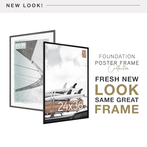 Image of MCS Foundation Movie Poster Frame 24x36 Traditional Black, Vertical & Horizontal Wall Hanging Large Picture Frame for Photos, Artwork & Custom Posters (1-Pack)