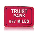 Custom Truist Park Atlanta Braves Distance Miles,Vintage Aluminum Metal Sign, High-Definition Print Poster, Rust-Resistant Wall Decor For Home, Patio, Garden, Porch; Plaque Art Gift, 8×12 Inch