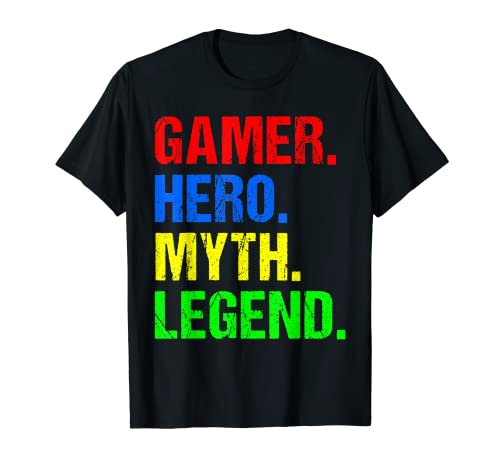 Gamer Hero Myth Legend Video Game lovers Design Funny Gamers Camiseta