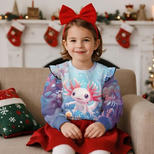 Girls Long Sleeve Oversized Sweatshirts Winter Warm Soft Girls Ruffle Long Sleeve Crewneck Sweatshirt3