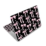 Cute 12 12.1 13 13.3 14 15 15.4 15.6 in Skin Laptop Sticker Decal, Netbook Skins for Notebook PC, Universal Vinyl Laptop Decor Cover for Women Girl, Waterproof Art Protector I Black Pink Bow