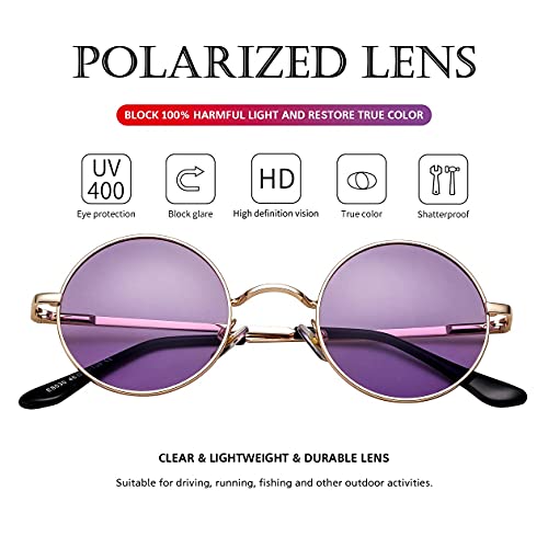 Poraday PD021H Circle Lennon Glasses Retro Round Polarized Sunglasses Hippie Style Small Circle Sun Glasses thumb #4