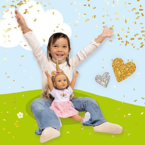 Heless-1060 Cm Hannah-Vestito Per Bambole Con Unicorno, Taglia 28-35 Cm, Tinta Unita, Colore: Rosa, 1060 - 3