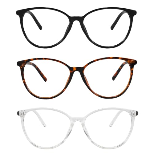 Image of Przene Blue Light Blocking Glasses for Women Men Black /Demi /Transparent | Round Cat Eye,Filter Blue Ray,Computer Gaming Glasses,Anti Eye Strain,Anti Glare,UV,Lightweight TR Frame,Watch TV,Phone