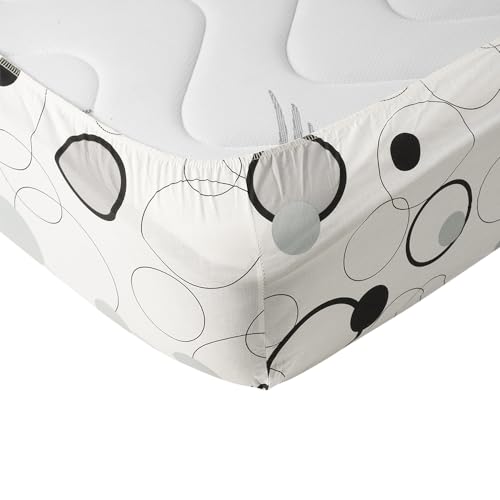 Image of Wakefit Cotton Fitted Bedsheet | 200 TC Elastic Solid Fitted Sheet, Double Bed Bedsheet with 2 Pillow Covers | Bubbles - 72X48 Inches,White