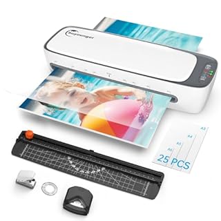 Plastificatrice,Plastificatrice A3 A4 A5 A6,Laminatrice a Freddo e Caldo con 25 Buste, Rilascio Inceppamento in ABS, 1 Taglierino, 1 Arrotondatore per angoli per Scuola, Casa, Ufficio, Documenti, Foto