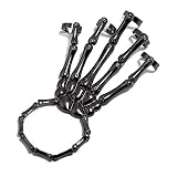 CSIYANJRY99 Skull Skeleton Hand Bracelet with Ring Gothic Punk Black Metal Hand Bangle Bracelet Skull Fingers Wristband for Men Women Halloween Cosplay Accessory Jewelry (style-1B)